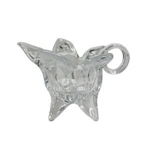 Clear Glass Open Flower Footed Votive Candle Holder With Round Handle